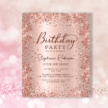 Budget Rose Gold Glitter 60th Birthday Invitation<br><div class="desc">Budget Modern elegant rose gold metallic and glitter 60th birthday party invitations. This adult girly card design features stylish handwritten calligraphy script,  blush pink or rose gold faux brushed metallic background with loose glam glitter frame around. Easy to personalize,  perfect for any age.</div>