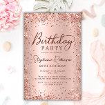Budget Rose Gold Glitter 60th Birthday Invitation<br><div class="desc">Budget elegant modern rose gold metallic and glitter 60th birthday party invitations. This adult girly card design features stylish handwritten calligraphy script,  blush pink or rose gold faux brushed metallic foil look background with loose glam glitter frame around. Easy to personalize,  perfect for any age.</div>