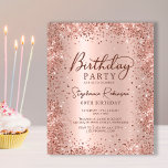 Budget Rose Gold Glitter 60th Birthday Invitation<br><div class="desc">Budget Modern elegant rose gold metallic and glitter 60th birthday party invitations. This adult girly card design features stylish handwritten calligraphy script,  blush pink or rose gold faux brushed metallic background with loose glam glitter frame around. Easy to personalize,  perfect for any age.</div>