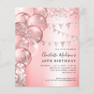 Budget Rose Gold Glitter Balloon Any Age Birthday