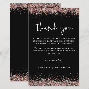 Budget Rose Gold Glitter Black Engagement Thanks