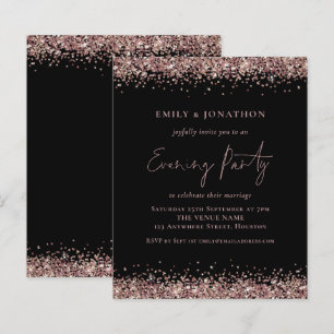 BUDGET Rose Gold Glitter Black Evening Invite