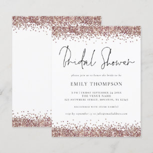 Budget Rose Gold Glitter Bridal Shower Invitation