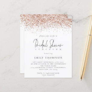 Budget Rose Gold Glitter Bridal Shower Invite