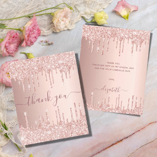 BUDGET rose gold glitter drips pink thank you