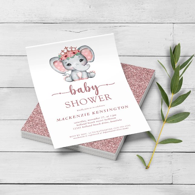 Budget Rose Gold Glitter Elephant Baby Girl FLYER (Creator Uploaded)