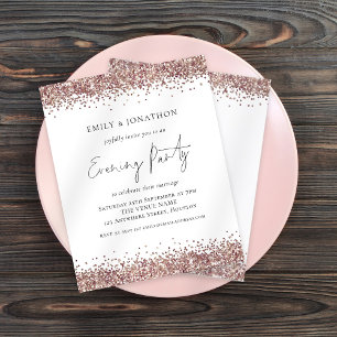 BUDGET Rose Gold Glitter Evening Invite