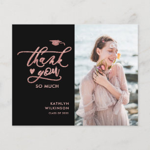 BUDGET Rose Gold Glitter GRADUATION Thank You Card