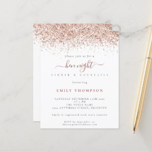 Budget Rose Gold Glitter Hen Night White Invite