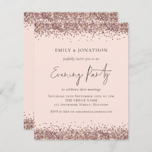BUDGET Rose Gold Glitter Pink Evening Invitation