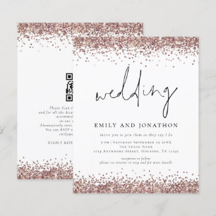 Budget Rose Gold Glitter QR Informal Wedding