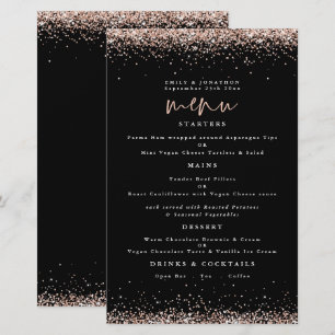 Budget Rose Gold Glitter Wedding Black Menu