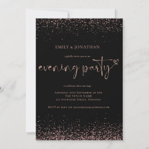 Budget Rose Gold Glitter Wedding Evening party Invitation