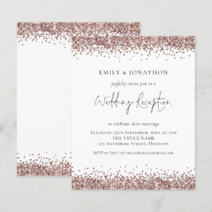 BUDGET Rose Gold Glitter Wedding Reception Invite