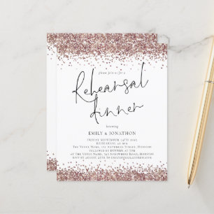 Budget Rose Gold Glitter Wedding Rehearsal Dinner