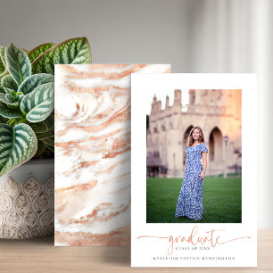 Budget Rose Gold Marble Graduation Announcement