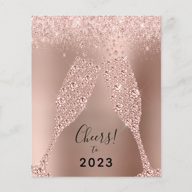 Budget Rose Gold Metallic 2022 Carte Nouvel An (Devant)