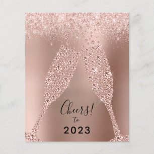 Budget Rose Gold Metallic 2022 New Year Card