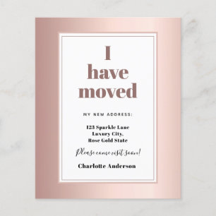 Budget rose gold modern I have moved announcement