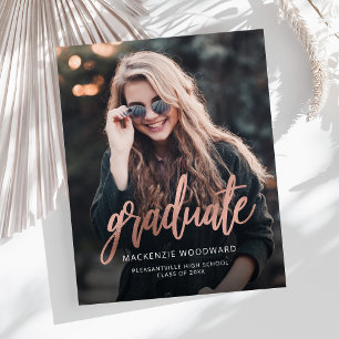 Budget Rose Gold Photo Graduation Announcement