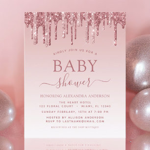 Budget Rose Gold Pink Sparkle Glitter Baby Shower