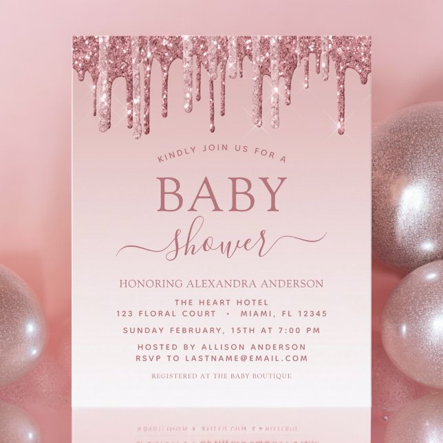 Budget Rose Gold Pink Sparkle Glitter Baby Shower (Creator Uploaded)