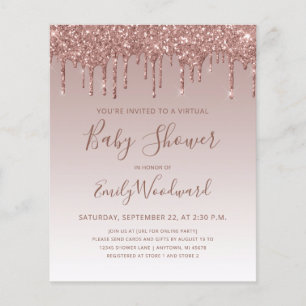 Budget Rose Gold Virtual Baby Shower Invitation