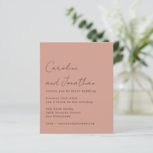 Budget Rose Typewriter Script Wedding Invite