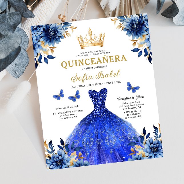 Budget Royal Blue Bilingual Spanish Quinceanera (Creator Uploaded)