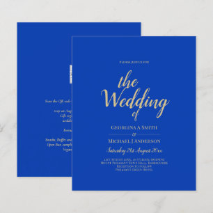 Budget Royal Blue Monochrome Wedding INVITE