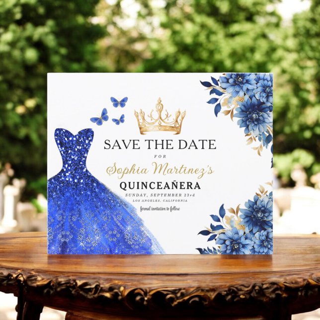 Budget Royal Blue Save the Date Quinceanera (Creator Uploaded)