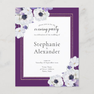 Budget Royal Purple Floral QR Evening Party Invite