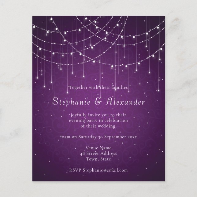 Budget Royal Purple & String Lights Evening Party (Front)