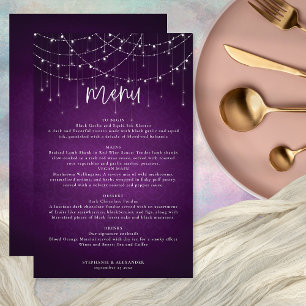 Budget Royal Purple String Lights Wedding Menu