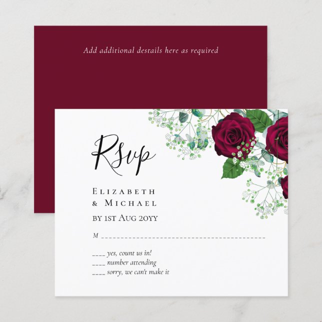 BUDGET RSVP Burgundy Rose (Front/Back)