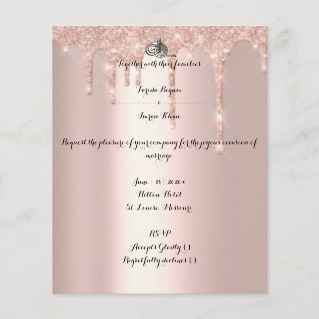 Budget RSVP muslim wedding flier rose gold flyer (Front)