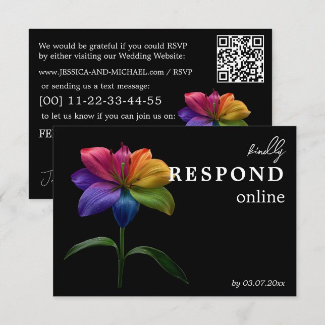 🌈 Budget RSVP online Technicolor Love  Card (Front/Back)