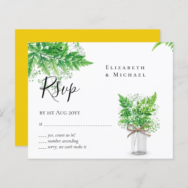 BUDGET RSVP Rustic Fern Greenery Wedding (Front/Back)