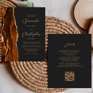 Budget Rust Gold Agate Dark QR Code Wedding