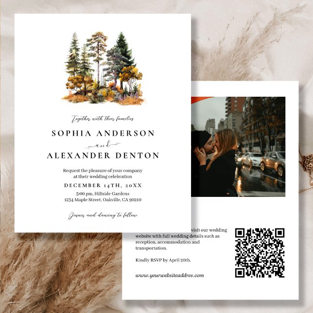 Budget Rustic Autumn Photo QR Code wedding invite (Creator Uploaded)
