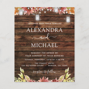 Budget Rustic Autumn Sunflowers Wedding Invitation Flyer