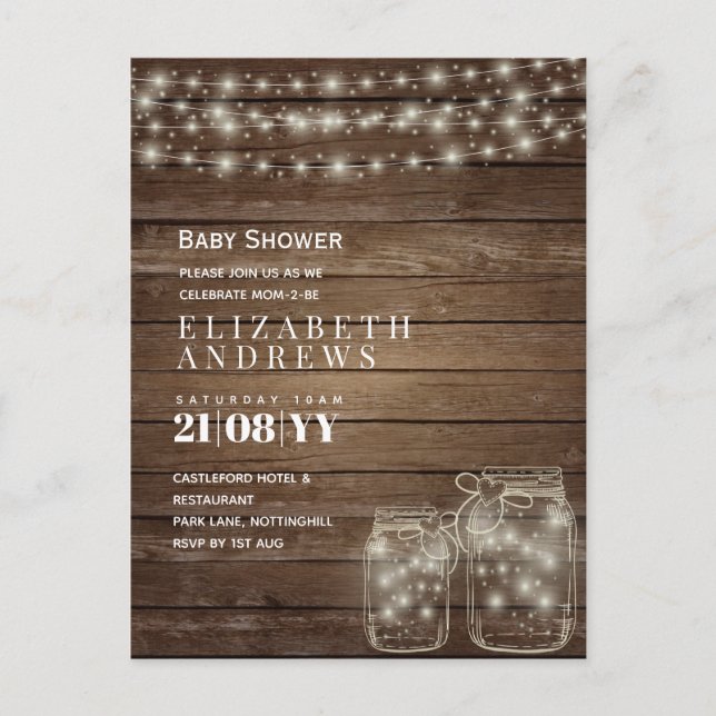 BUDGET Rustic Baby Shower Invite Announcement (Front)