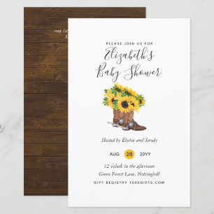 BUDGET Rustic Baby Shower Sunflowers Invite