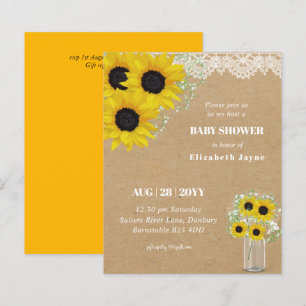 BUDGET Rustic Baby Shower Sunflowers Invite