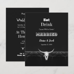 Budget Rustic Black Eat Drink Married Bull Skull