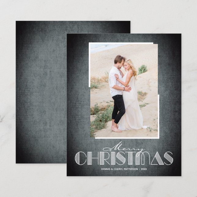 Budget Rustic Black Merry Christmas Photo Cards (Front/Back)