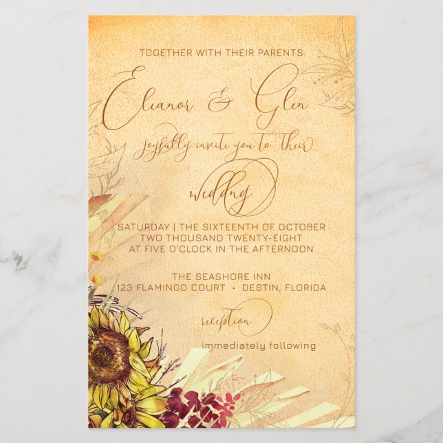 Budget Rustic Bohemian Sunflower Wedding (Front)