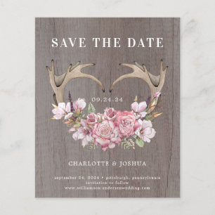 Budget Rustic Boho Floral Antlers Save the Date