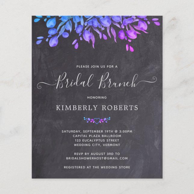 Budget Rustic Botanical Bridal Brunch Invitation C (Front)