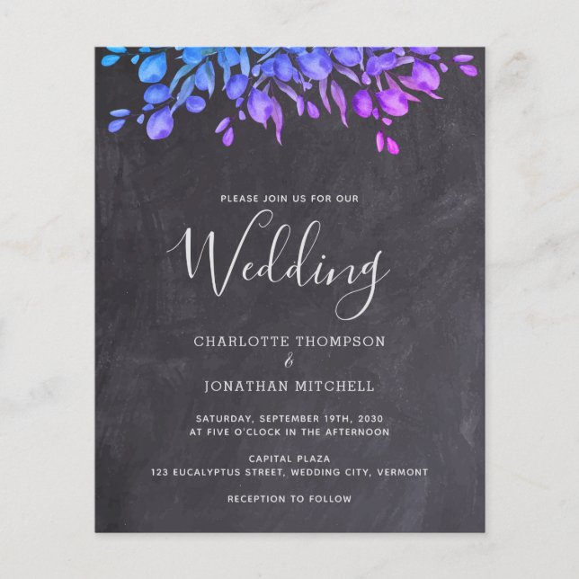 Budget Rustic Botanical Feuilles Faire-part de mar (Devant)